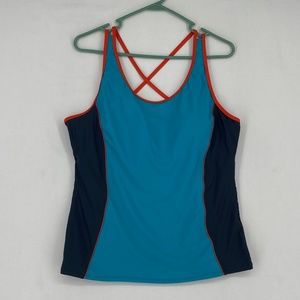 Athletech Tankini Swim Top Gray Coral Turquoise 18